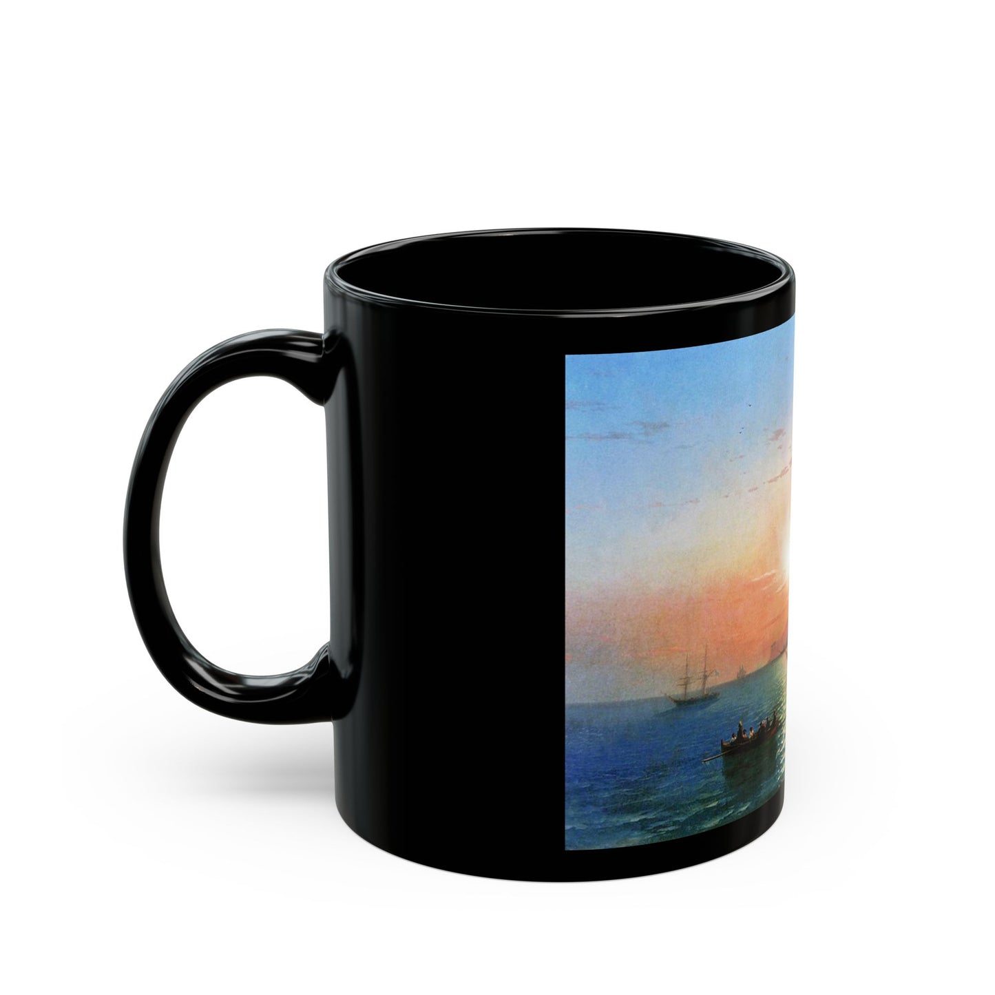 Ivan Constantinovich Aivazovsky (1817-1900) Sunset, Feodosiya - Black Coffee Mug-Go Mug Yourself