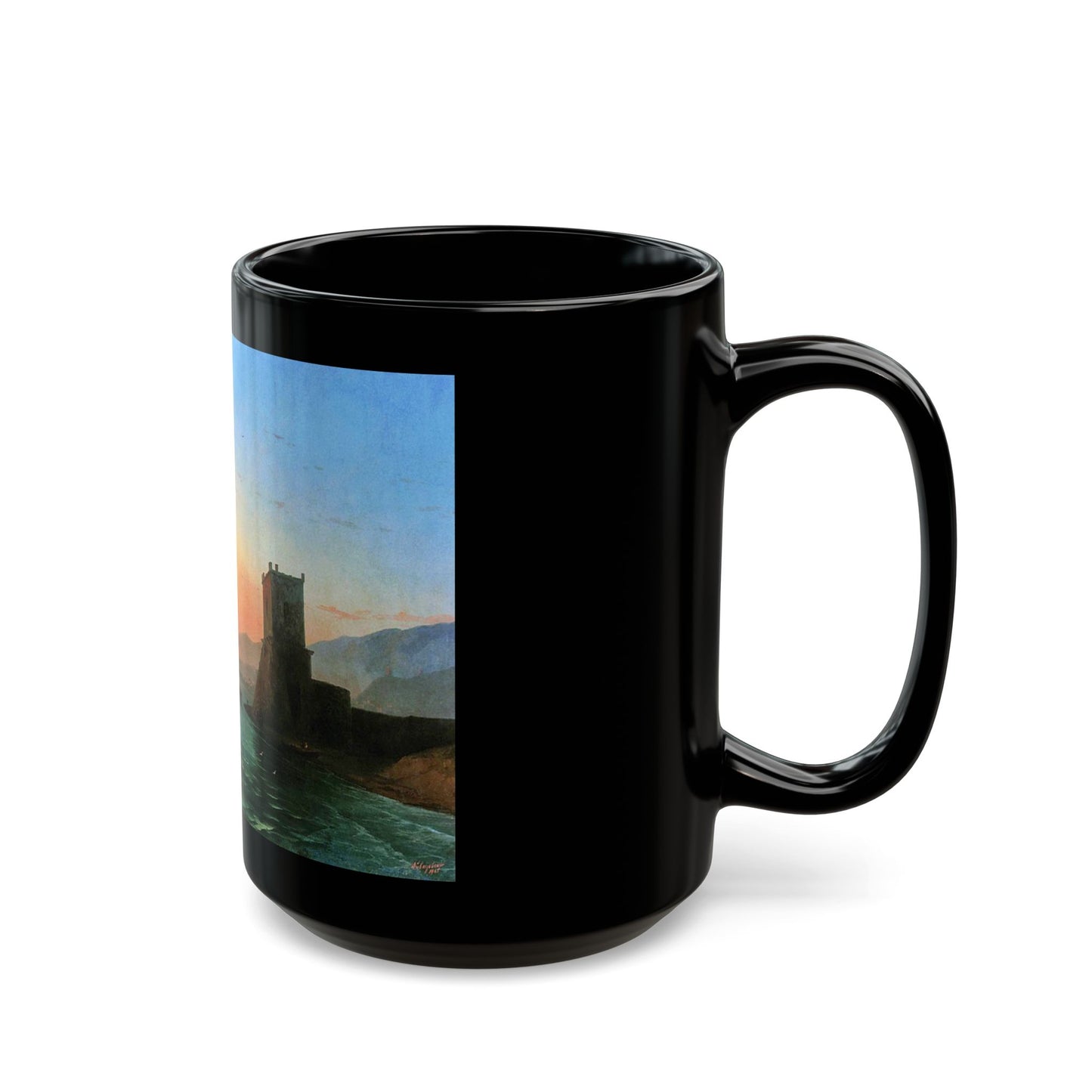 Ivan Constantinovich Aivazovsky (1817-1900) Sunset, Feodosiya - Black Coffee Mug-Go Mug Yourself
