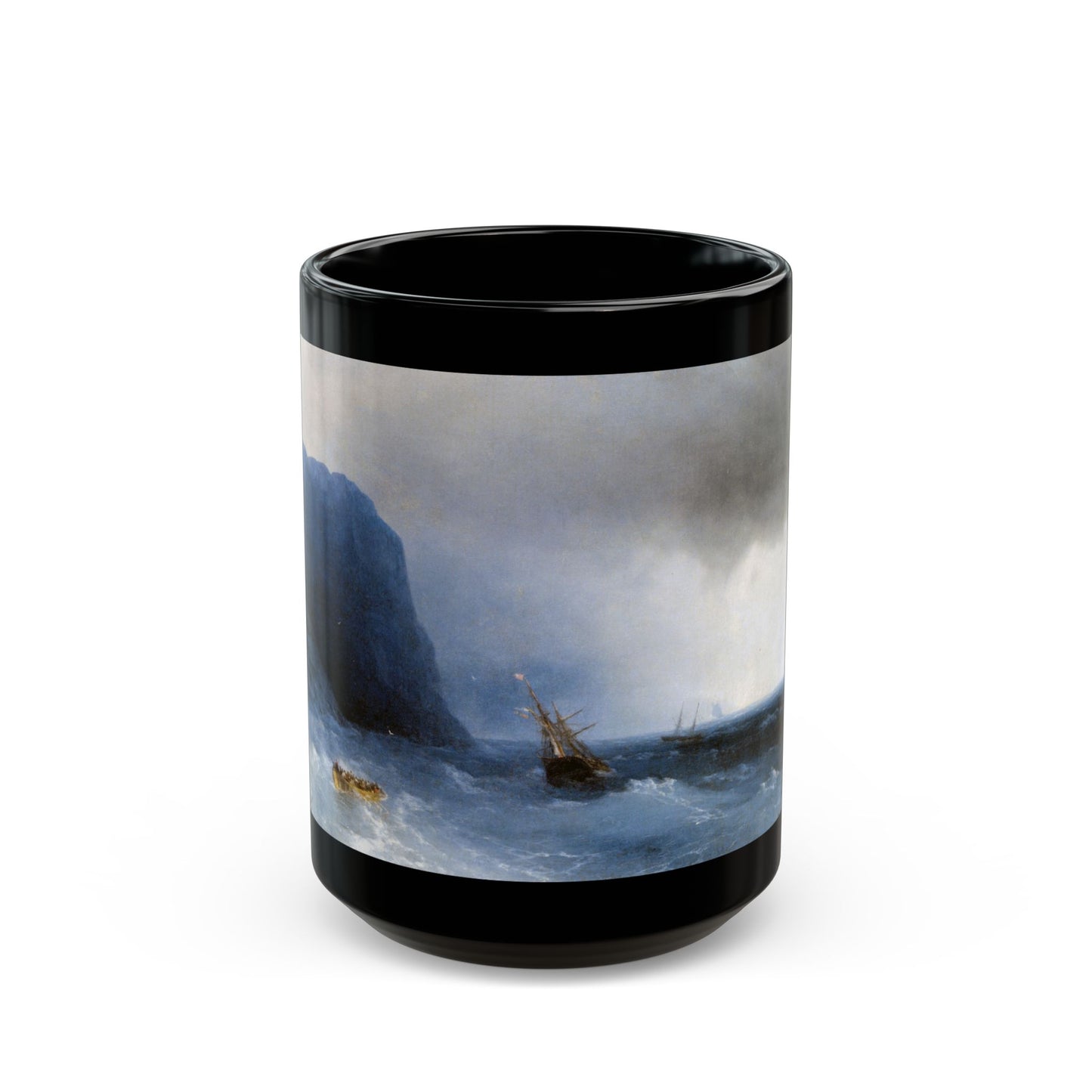 Ivan Constantinovich Aivazovsky (1817-1900) The Survivors - Black Coffee Mug-15oz-Go Mug Yourself