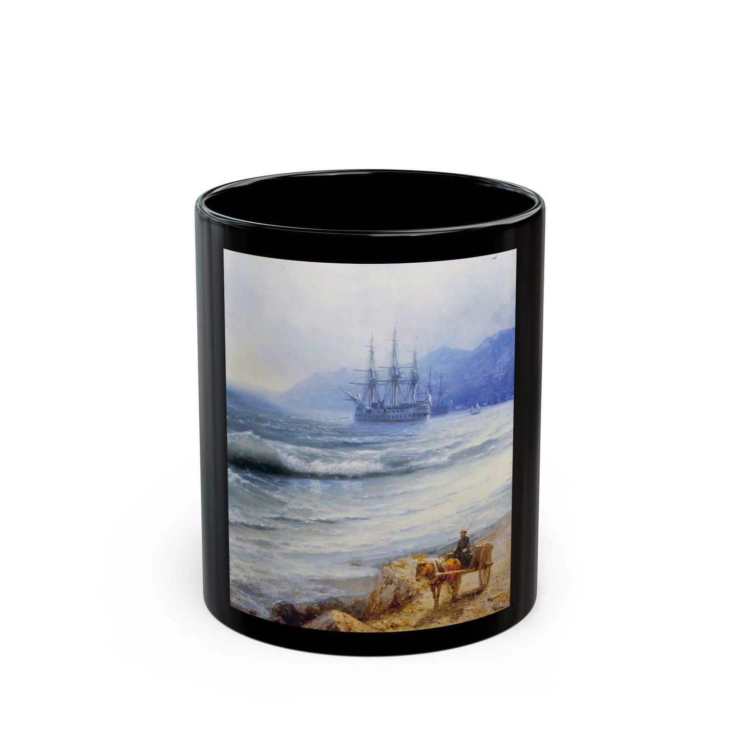 Ivan Constantinovich Aivazovsky (1817-1900) The Tide - Black Coffee Mug-11oz-Go Mug Yourself