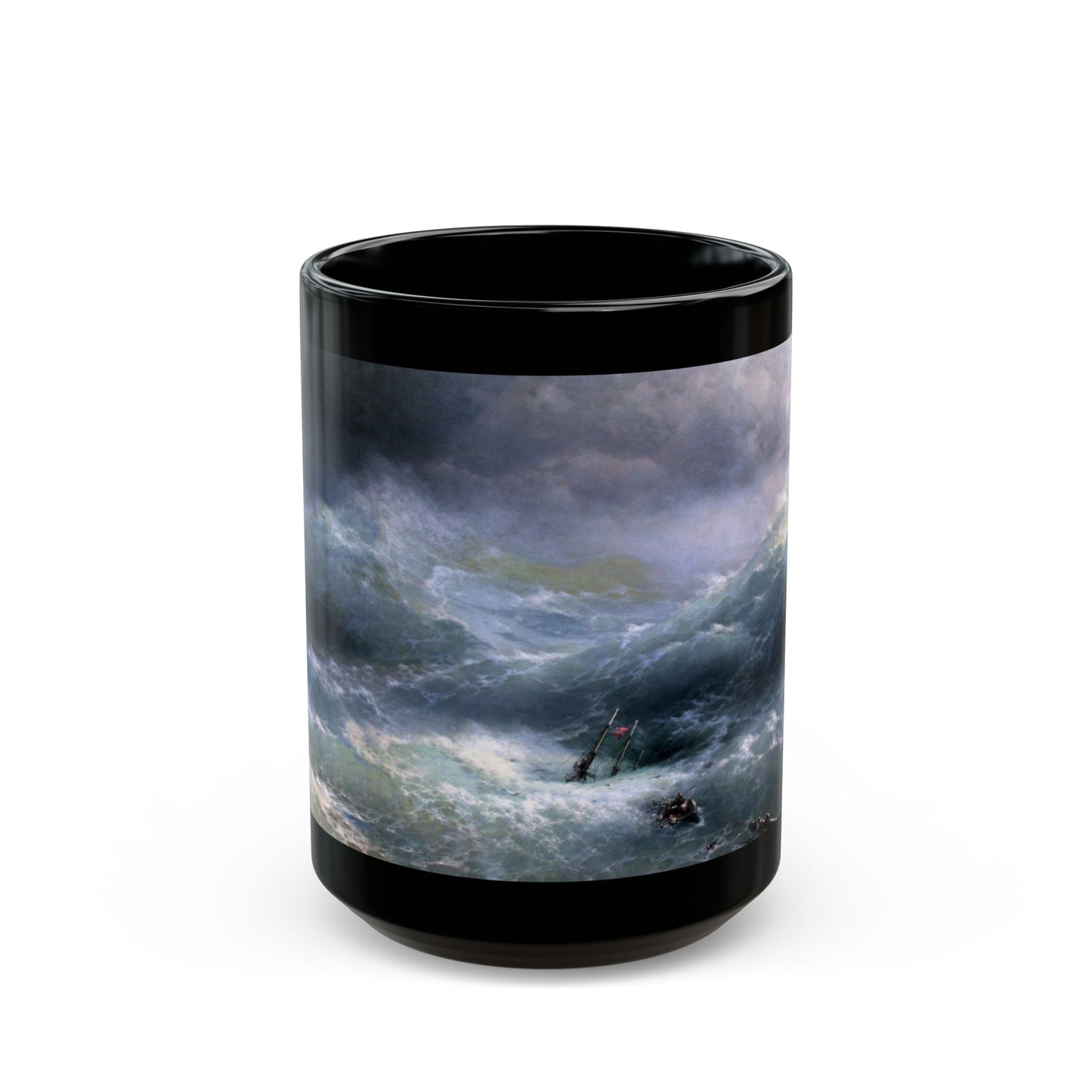Ivan Constantinovich Aivazovsky (1817-1900) The Wave - Black Coffee Mug-15oz-Go Mug Yourself