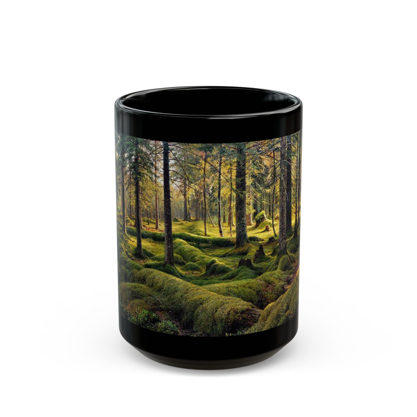 Ivan Shishkin (1832-1898) Old Fallen Trees - Black Coffee Mug-15oz-Go Mug Yourself