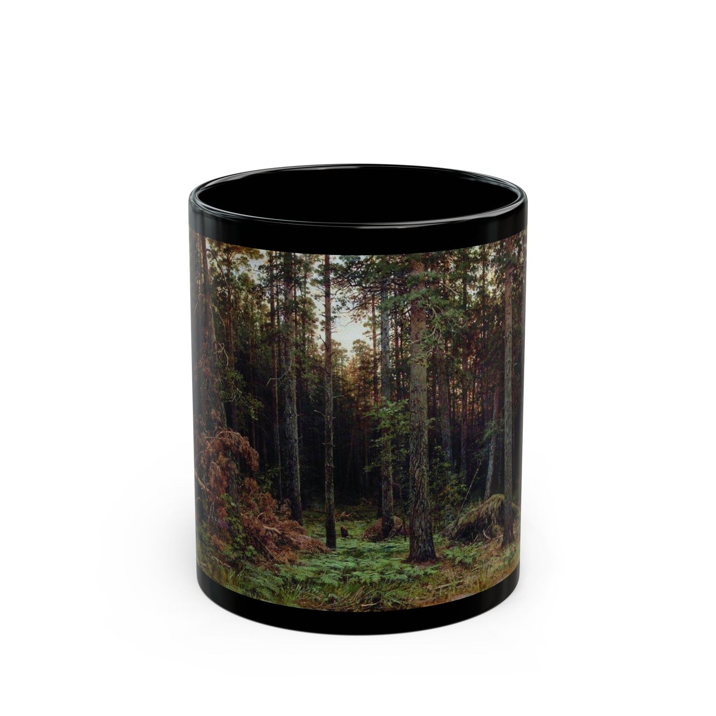 Ivan Shishkin (1832-1898) Pine forest - 1885 - Black Coffee Mug-11oz-Go Mug Yourself