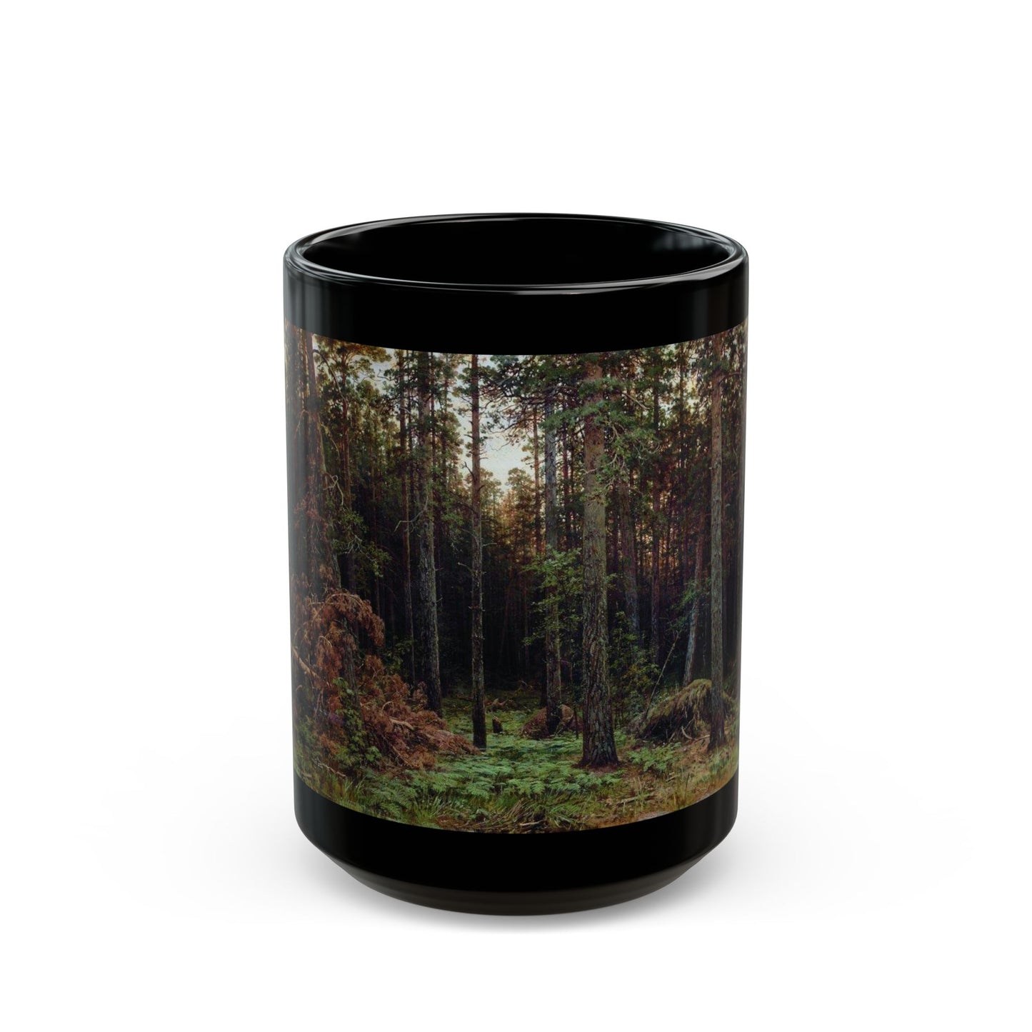 Ivan Shishkin (1832-1898) Pine forest - 1885 - Black Coffee Mug-15oz-Go Mug Yourself