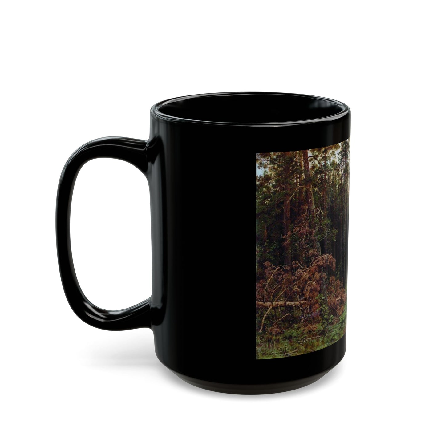 Ivan Shishkin (1832-1898) Pine forest - 1885 - Black Coffee Mug-Go Mug Yourself