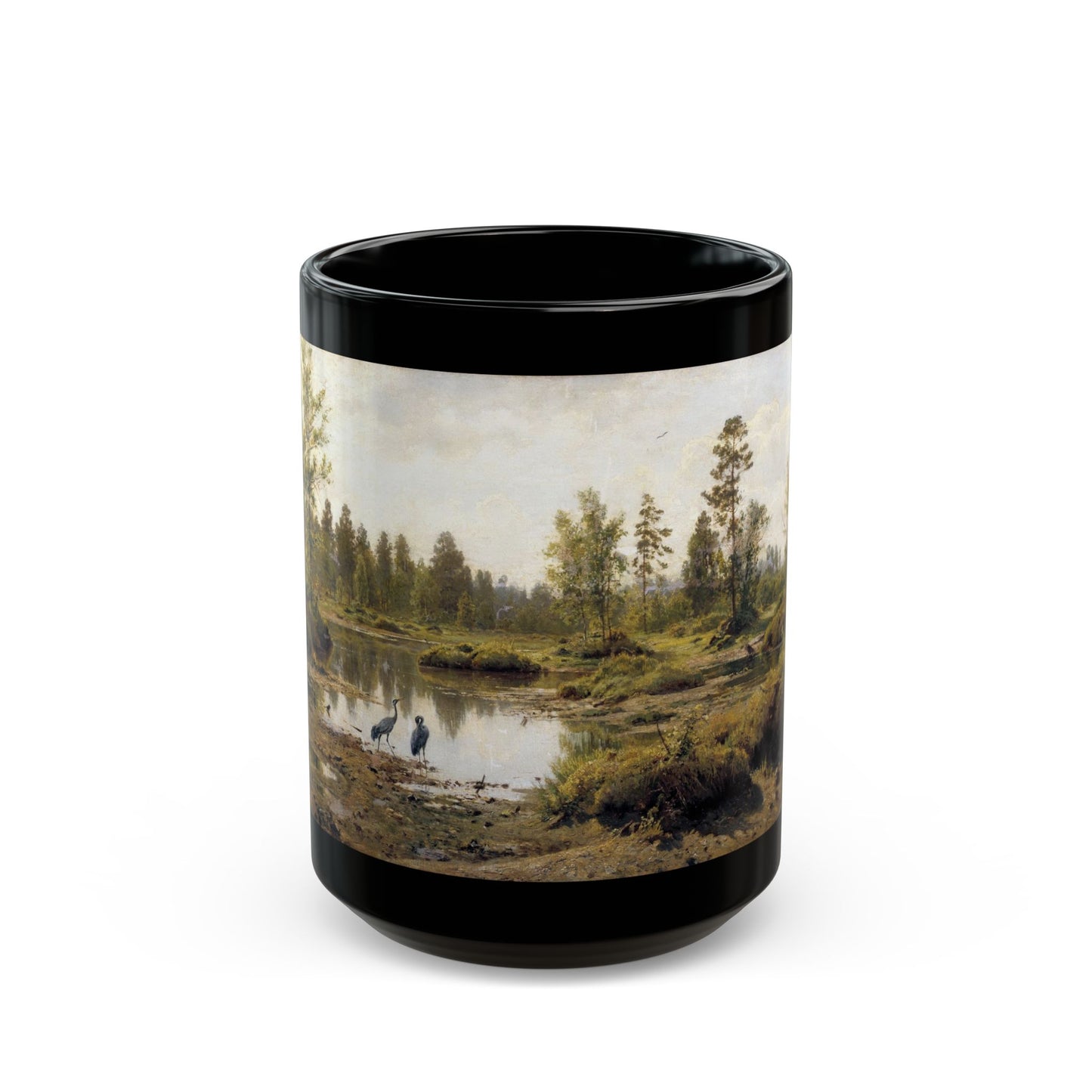 Ivan Shishkin (1832-1898) Swamp - Marshy Woodlands - Black Coffee Mug-15oz-Go Mug Yourself