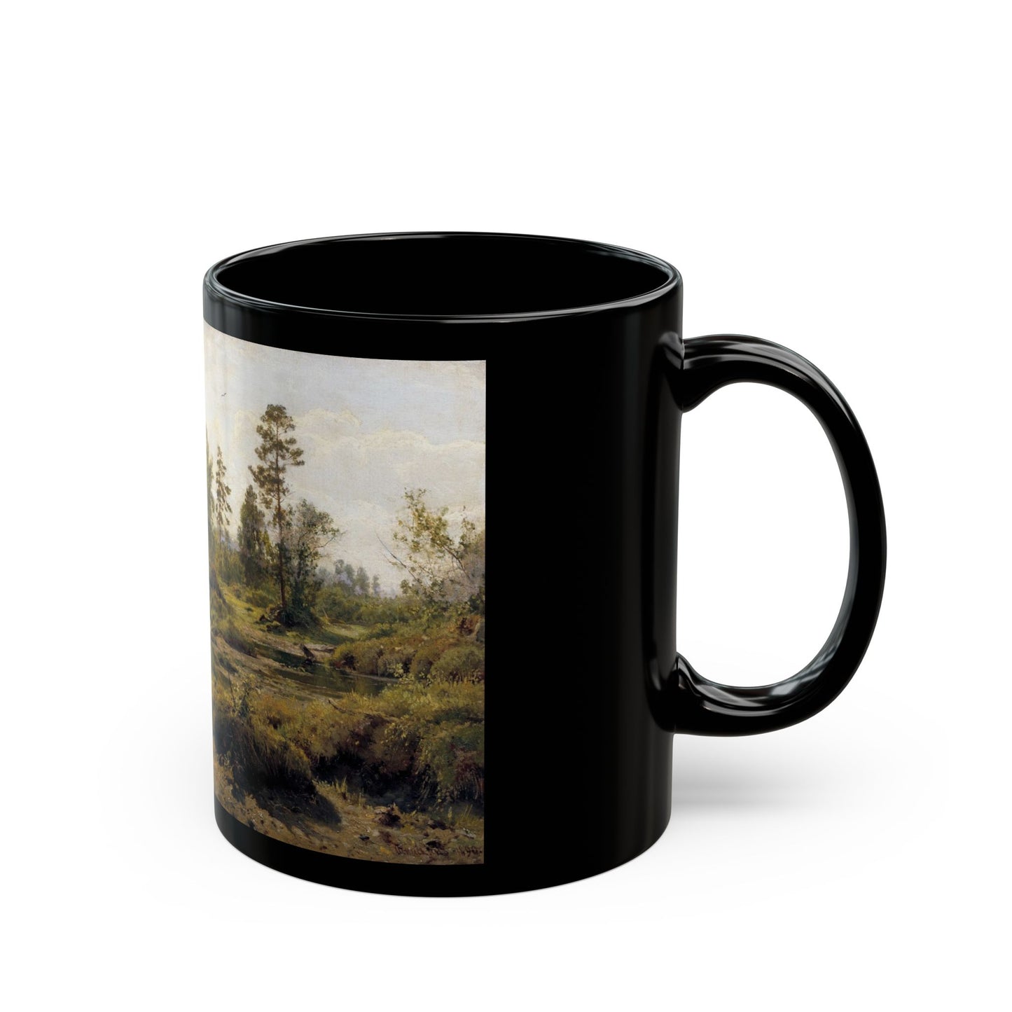Ivan Shishkin (1832-1898) Swamp - Marshy Woodlands - Black Coffee Mug-Go Mug Yourself