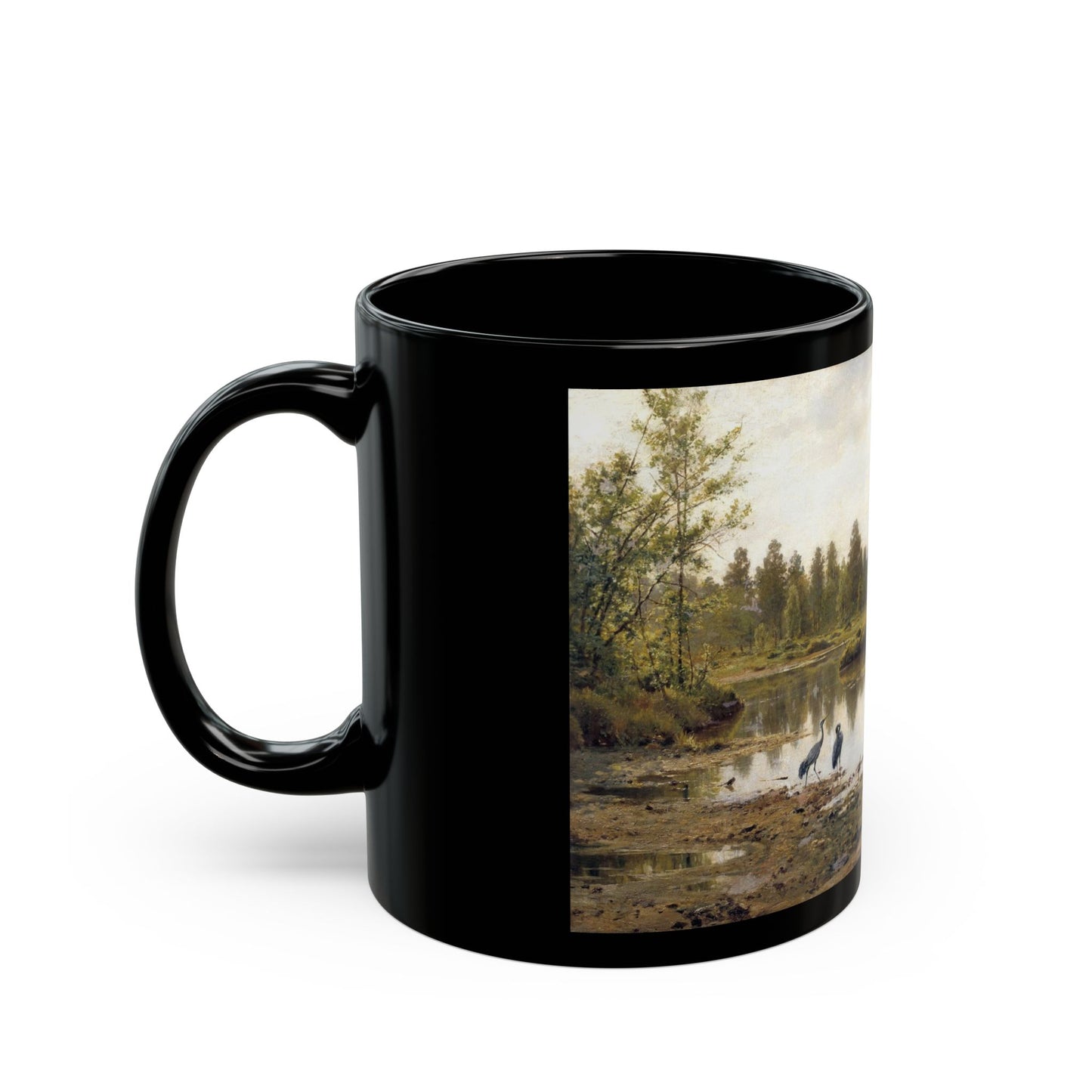Ivan Shishkin (1832-1898) Swamp - Marshy Woodlands - Black Coffee Mug-Go Mug Yourself