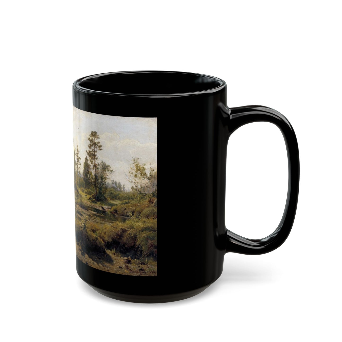 Ivan Shishkin (1832-1898) Swamp - Marshy Woodlands - Black Coffee Mug-Go Mug Yourself