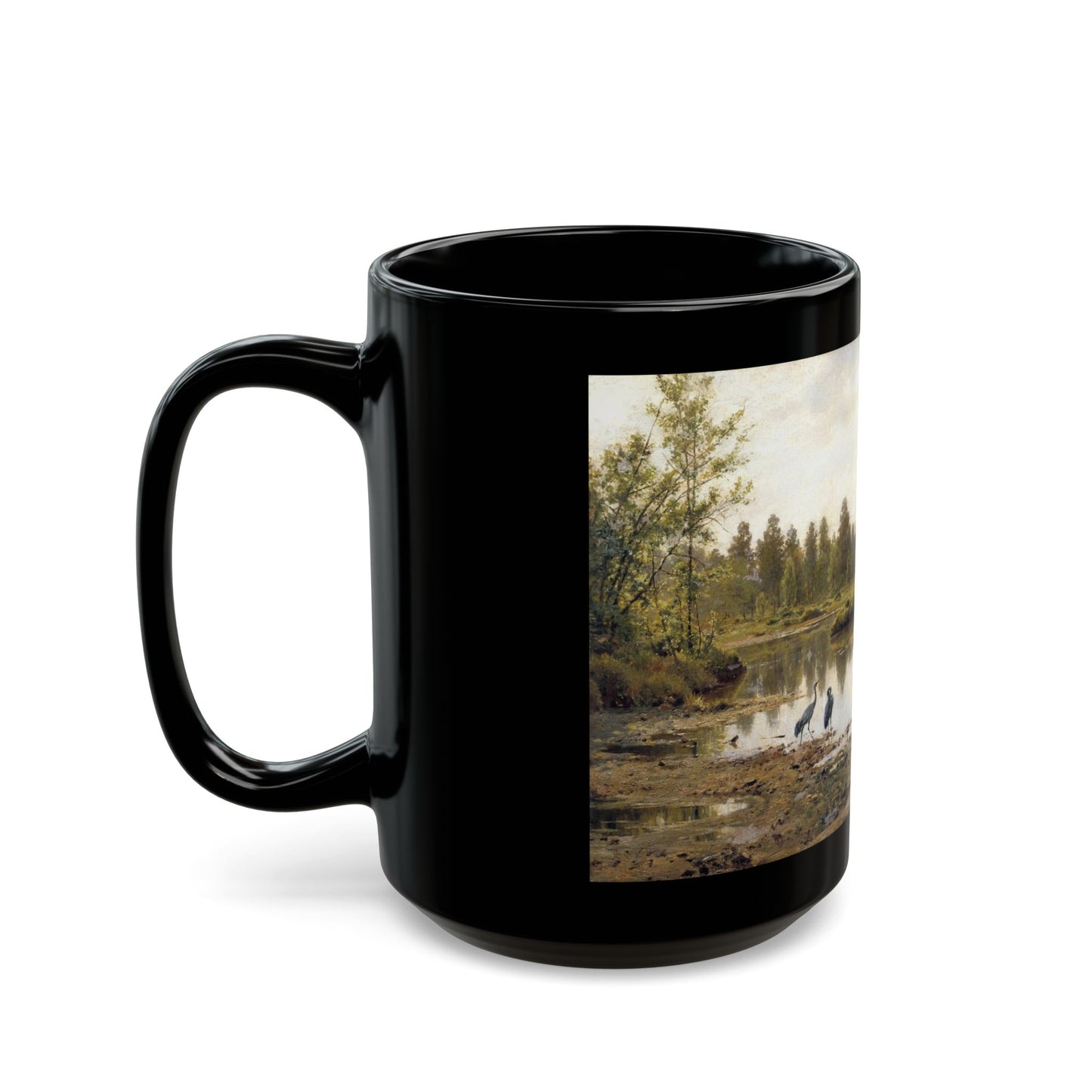 Ivan Shishkin (1832-1898) Swamp - Marshy Woodlands - Black Coffee Mug-Go Mug Yourself