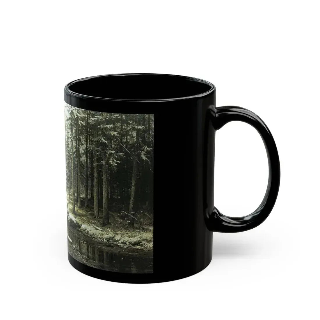 Ivan Shishkin (1832-1898) The First Snow - Black Coffee Mug - Go Mug Yourself