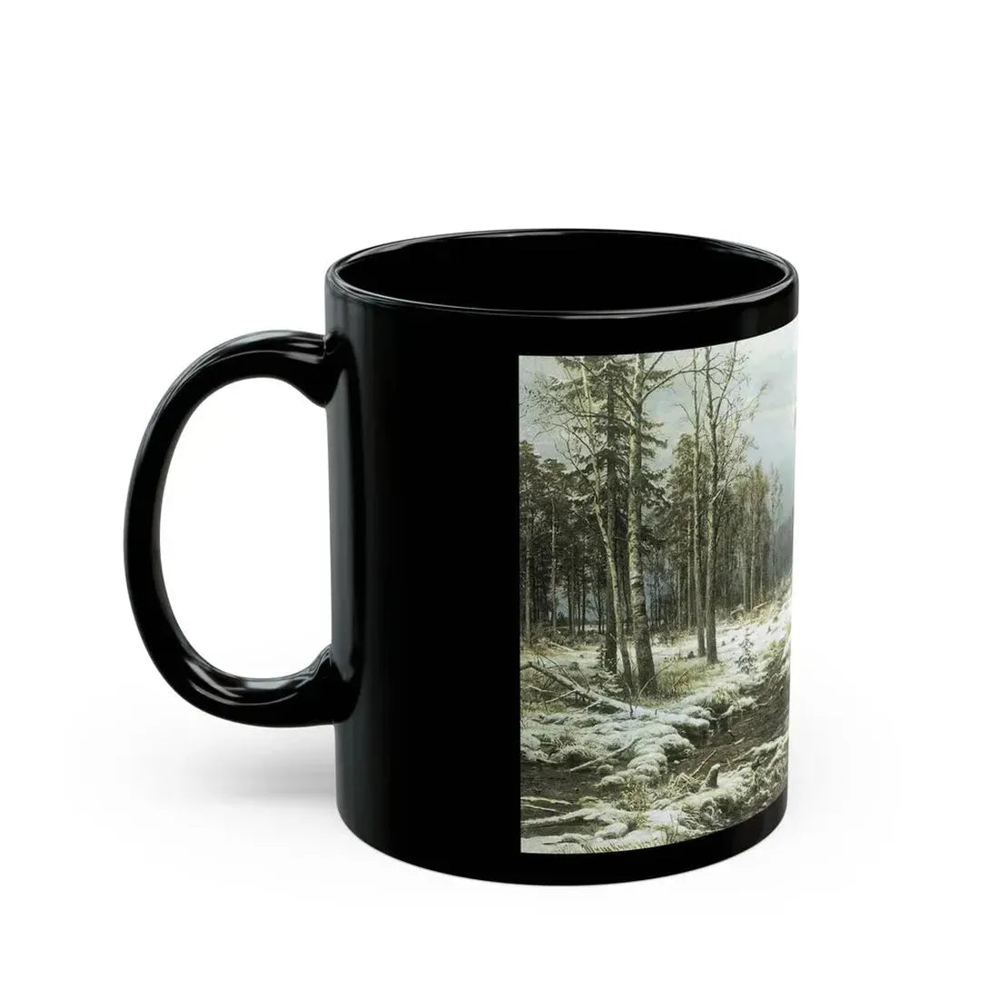 Ivan Shishkin (1832-1898) The First Snow - Black Coffee Mug - Go Mug Yourself