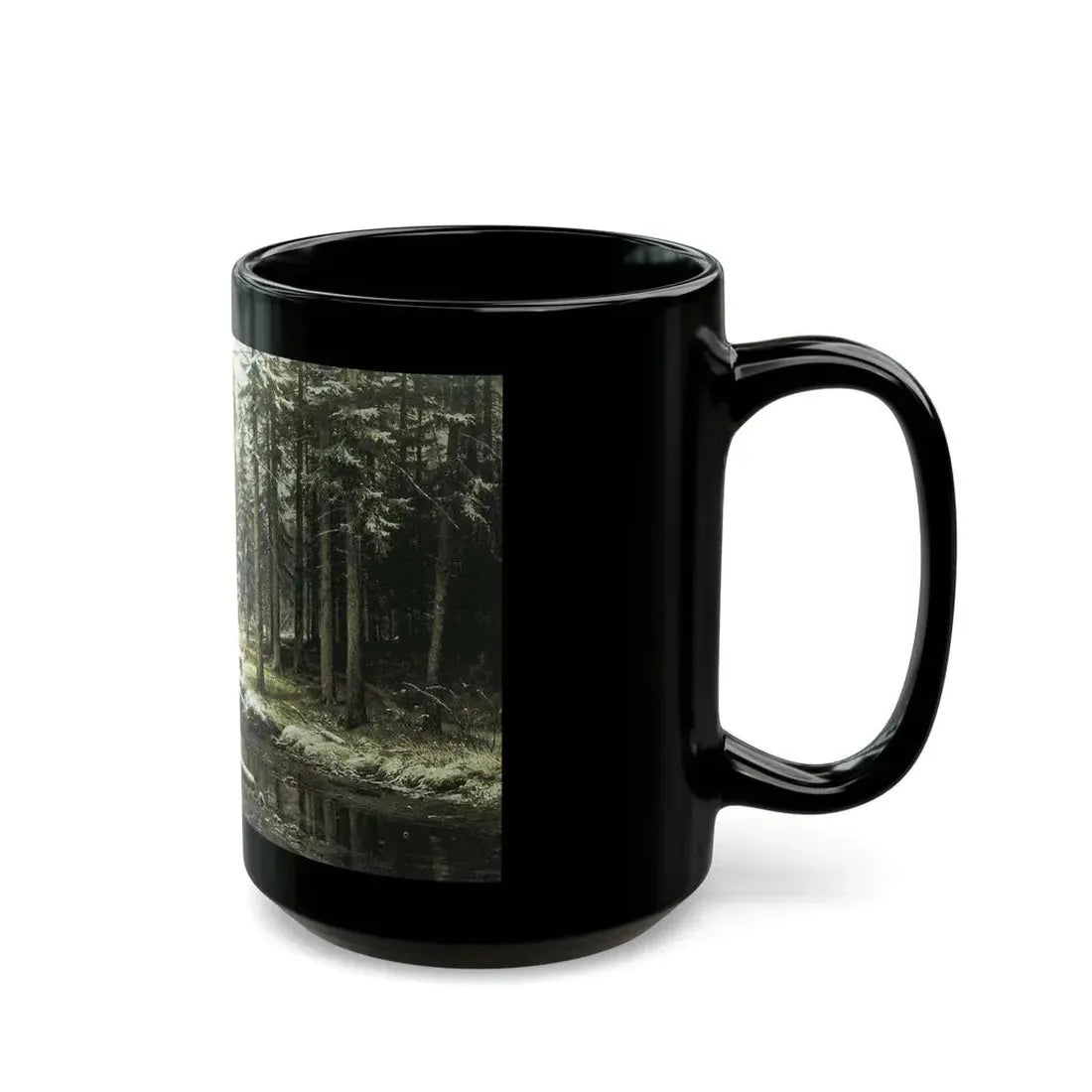 Ivan Shishkin (1832-1898) The First Snow - Black Coffee Mug - Go Mug Yourself