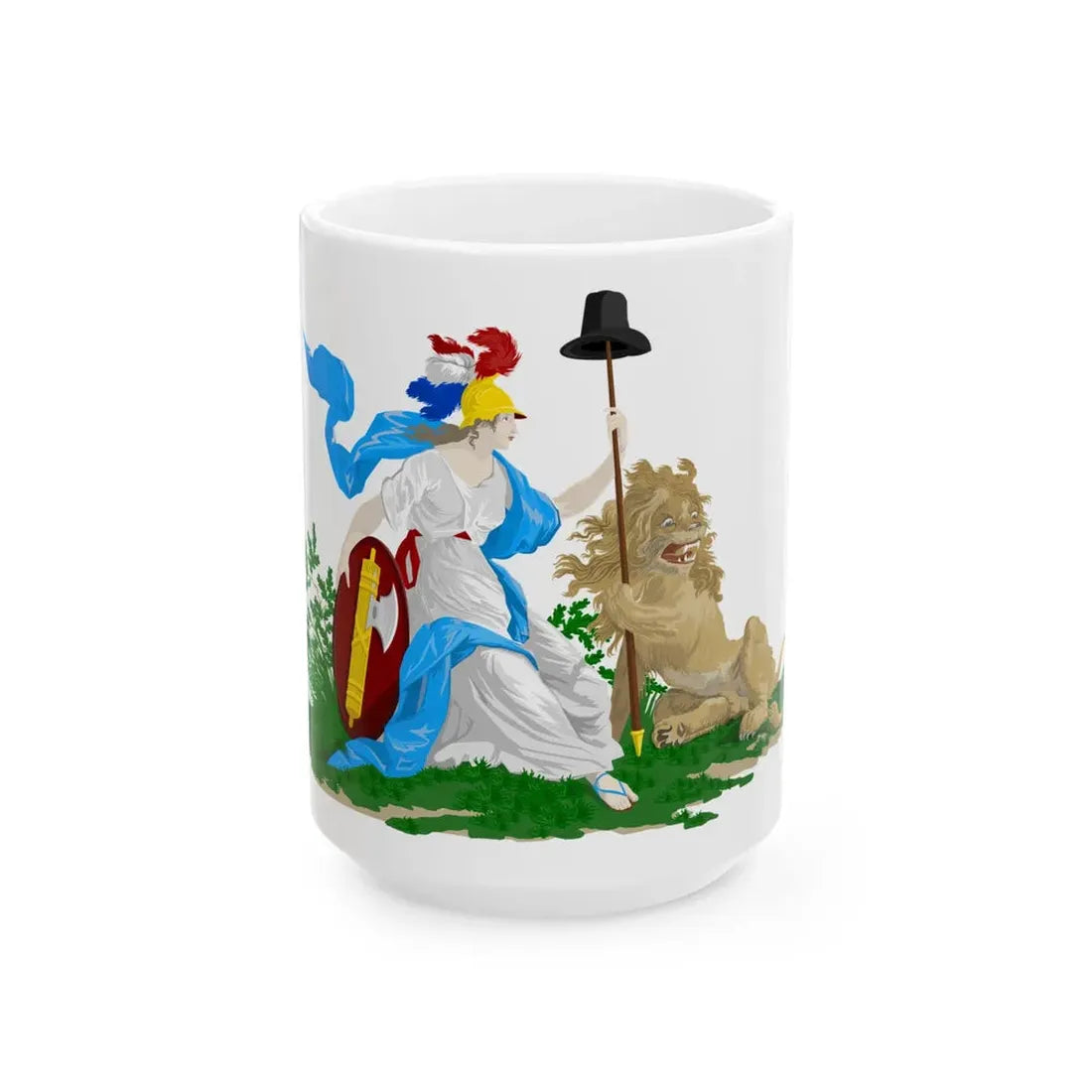 Jack on the navy flag of the Batavian Republic (Netherlands) White Coffee Mug 15oz - Go Mug Yourself