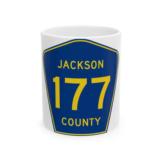 Jackson County Route 177 AR (Arkansas) (Road Sign) White Coffee Mug 11oz - Go Mug Yourself