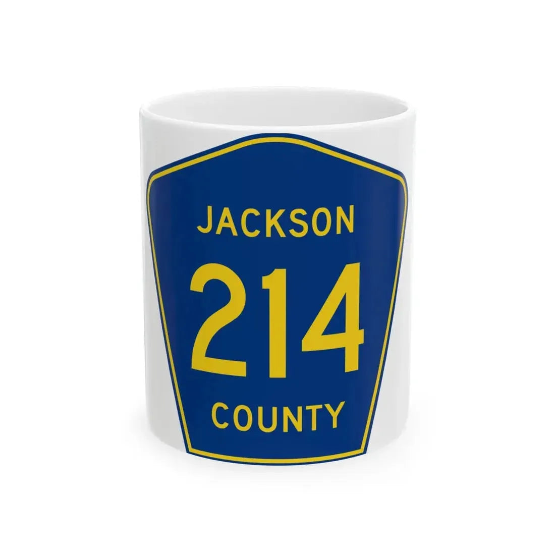Jackson County Route 214 AR (Arkansas) (Road Sign) White Coffee Mug 11oz - Go Mug Yourself