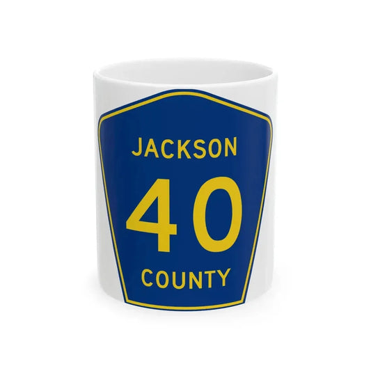 Jackson County Route 40 AR (Arkansas) (Road Sign) White Coffee Mug 11oz - Go Mug Yourself