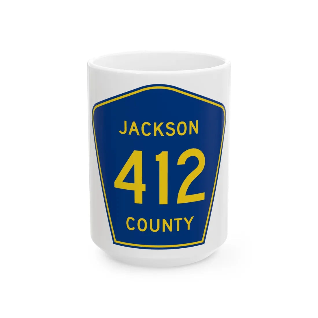 Jackson County Route 412 AL (Alabama) (Road Sign) White Coffee Mug 15oz - Go Mug Yourself