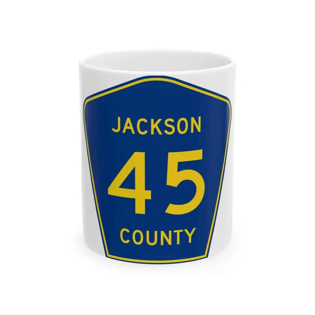 Jackson County Route 45 AR (Arkansas) (Road Sign) White Coffee Mug 11oz - Go Mug Yourself