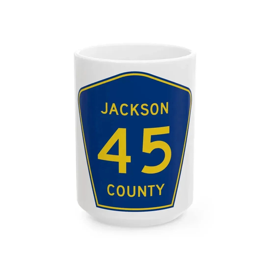 Jackson County Route 45 AR (Arkansas) (Road Sign) White Coffee Mug 15oz - Go Mug Yourself