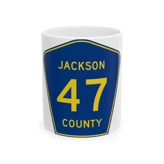 Jackson County Route 47 AR (Arkansas) (Road Sign) White Coffee Mug 11oz - Go Mug Yourself
