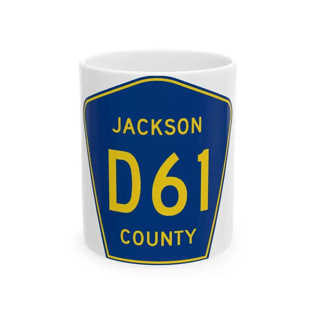 Jackson County Route D61 IA (Iowa) (Road Sign) White Coffee Mug 11oz - Go Mug Yourself