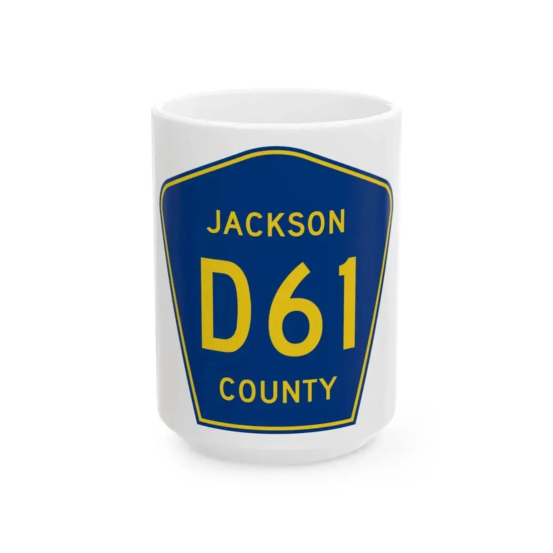 Jackson County Route D61 IA (Iowa) (Road Sign) White Coffee Mug 15oz - Go Mug Yourself