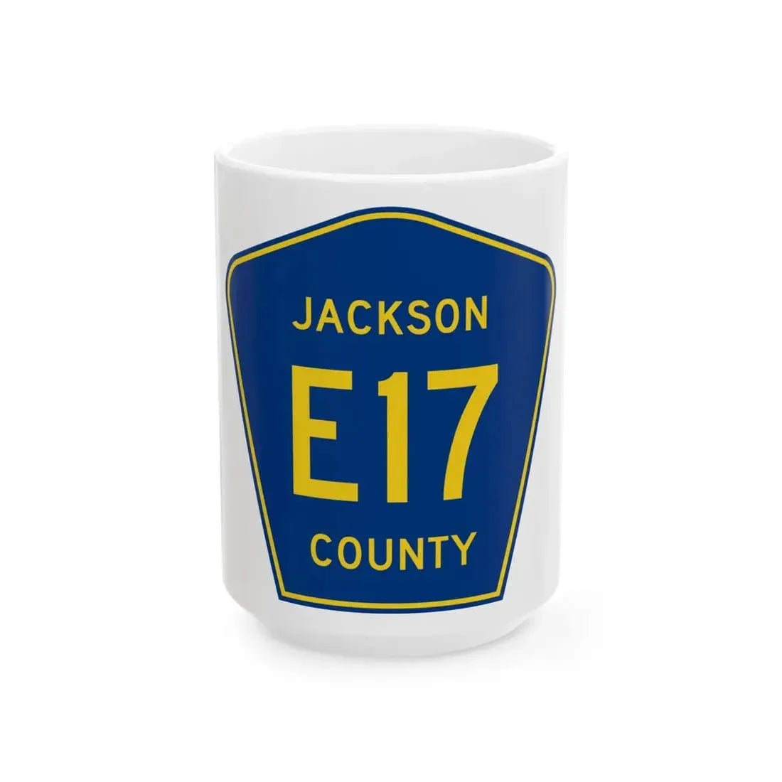 Jackson County Route E17 IA (Iowa) (Road Sign) White Coffee Mug 15oz - Go Mug Yourself