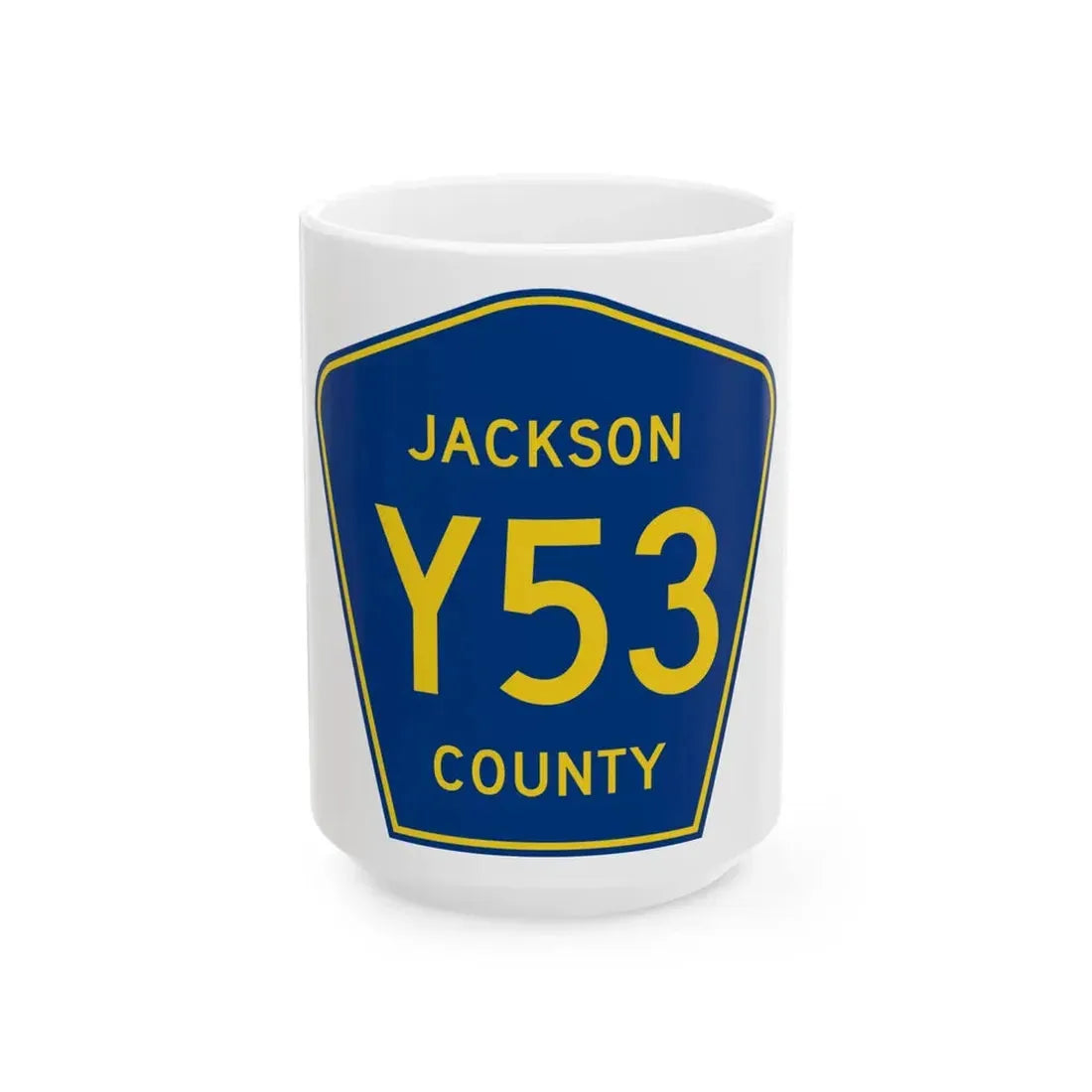 Jackson County Route Y53 IA (Iowa) (Road Sign) White Coffee Mug 15oz - Go Mug Yourself