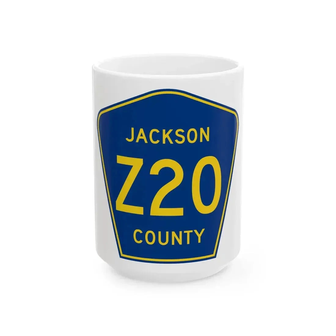 Jackson County Route Z20 IA (Iowa) (Road Sign) White Coffee Mug 15oz - Go Mug Yourself