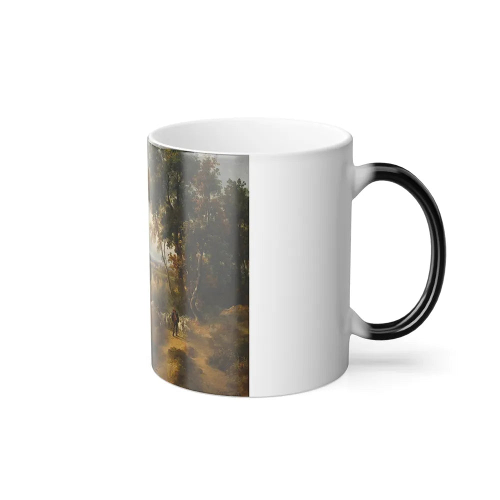 Jacques Raymond Brascassat (1804 - 1867) A goatherder and his flock in an Italianate landscape, possibly-0 - Color Changing Mug 11oz - Go Mug Yourself