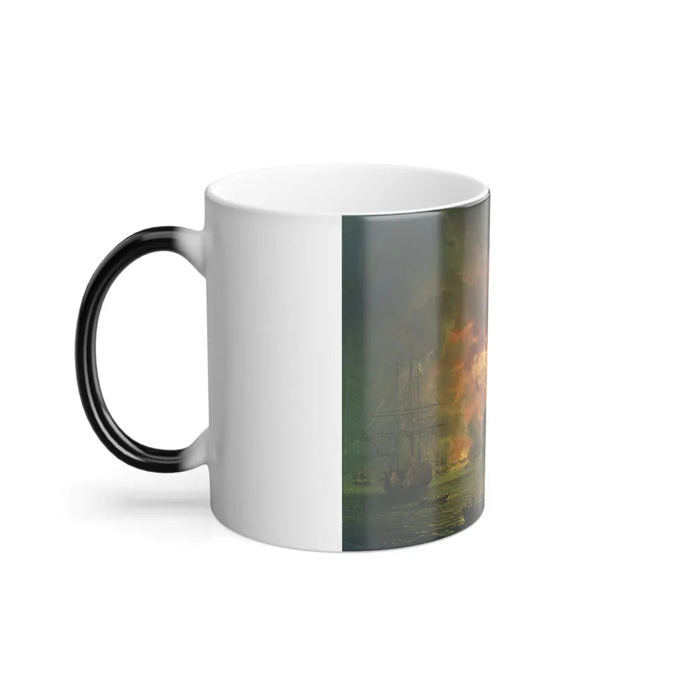 Jakob Philipp Hackert (1737-1807) The Destruction of the Turkish Fleet in the Battle of Chesma - Oil on -0 - Color Changing Mug 11oz - Go Mug Yourself