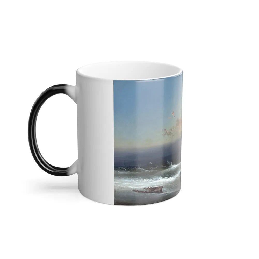 James Hamilton (1819-1878) Evening on the Seashore (Sunset Breakers Philadelphia Harbor) - Oil on Canva-0 - Color Changing Mug 11oz - Go Mug Yourself