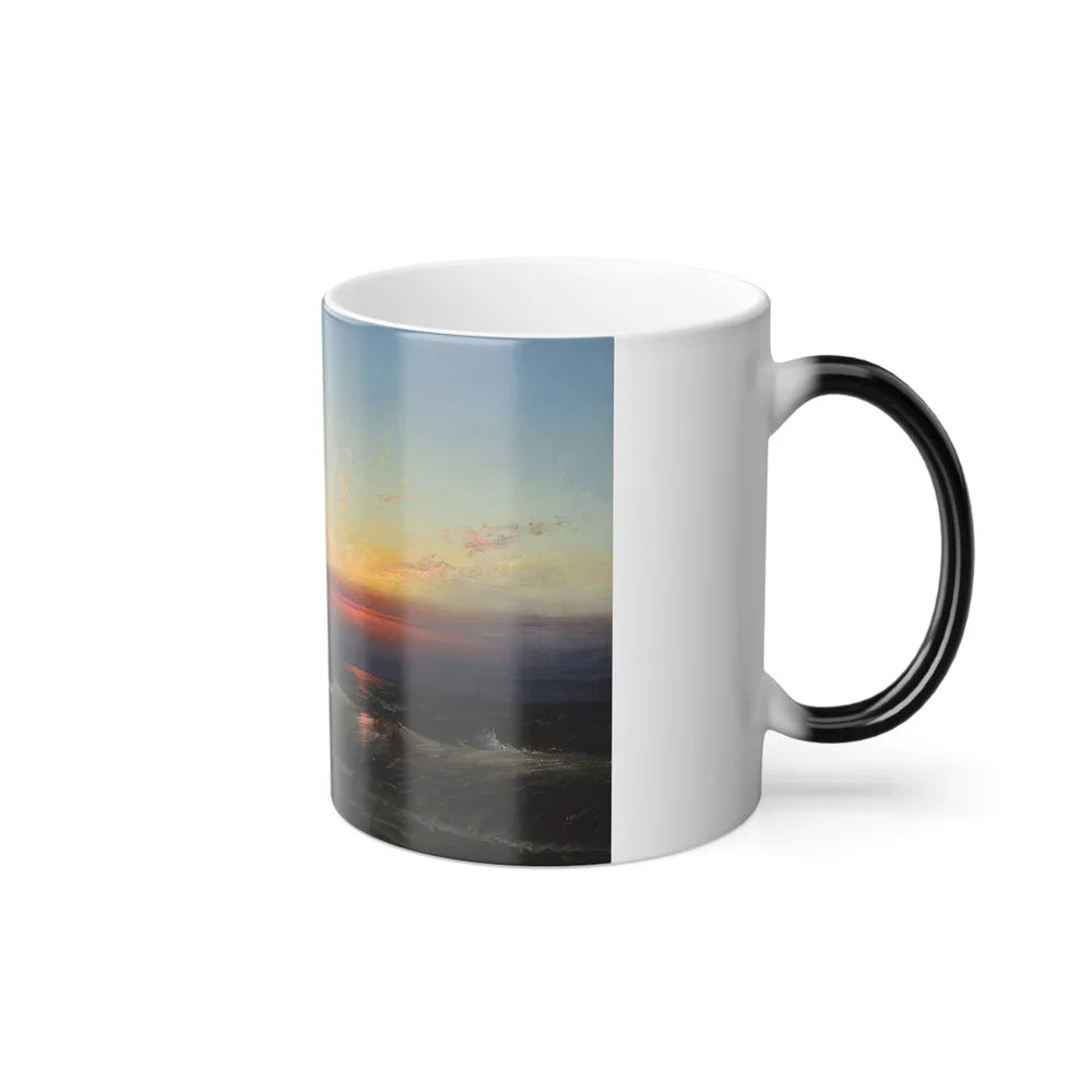 James Hamilton (1819-1878) Evening on the Seashore (Sunset Breakers Philadelphia Harbor) - Oil on Canva-0 - Color Changing Mug 11oz - Go Mug Yourself
