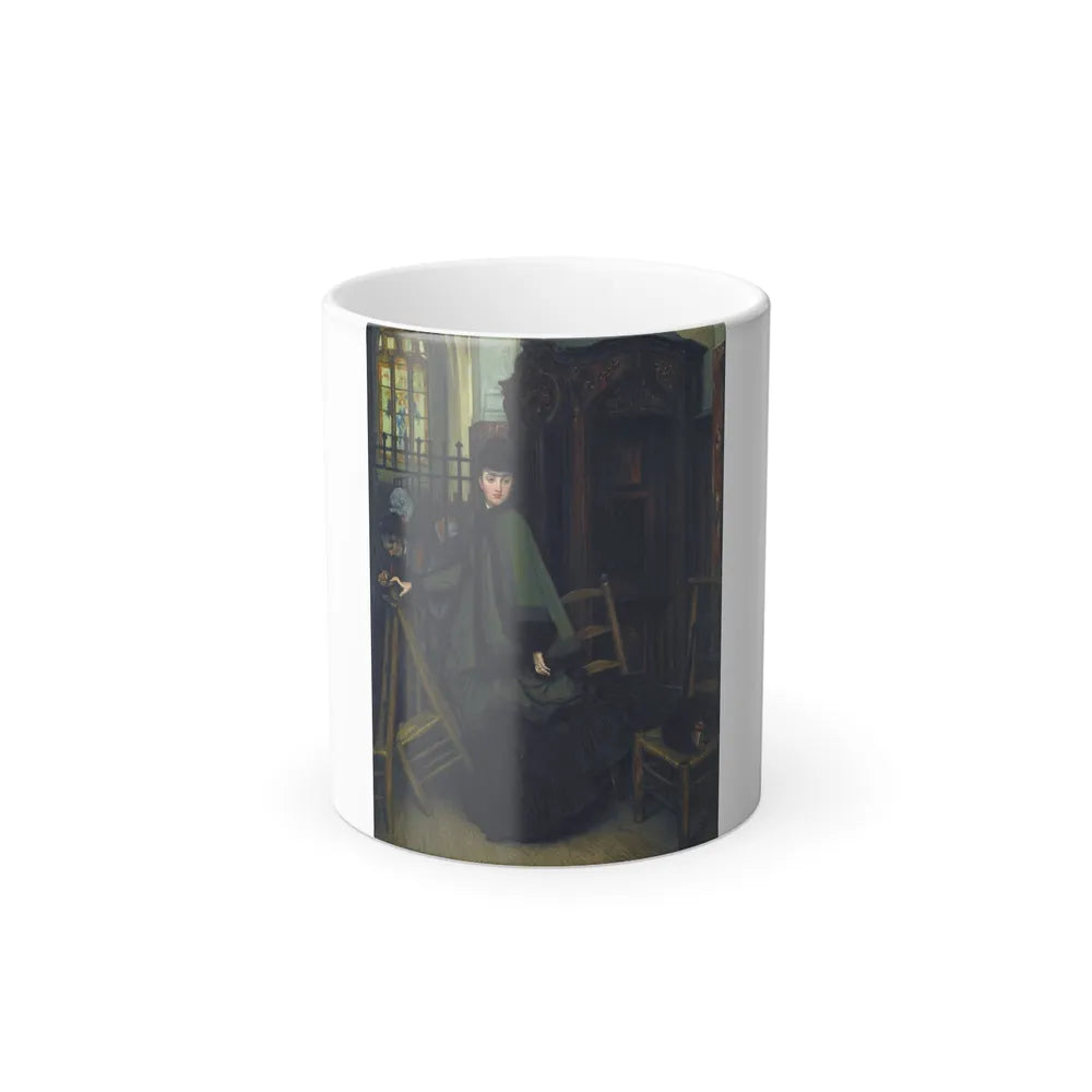 James-Jacques-Joseph Tissot (1836-1902) Dans L'Eglise (In Church) - Oil on Canvas - Color Changing Mug 11oz 11oz - Go Mug Yourself
