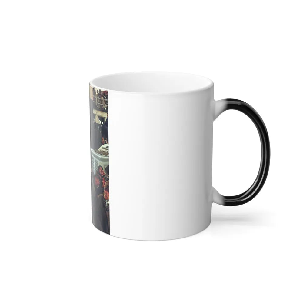 James Jacques Joseph Tissot (1836-1902) The Embarkation at Calais (also called The Traveller) - Oil on -0 - Color Changing Mug 11oz - Go Mug Yourself