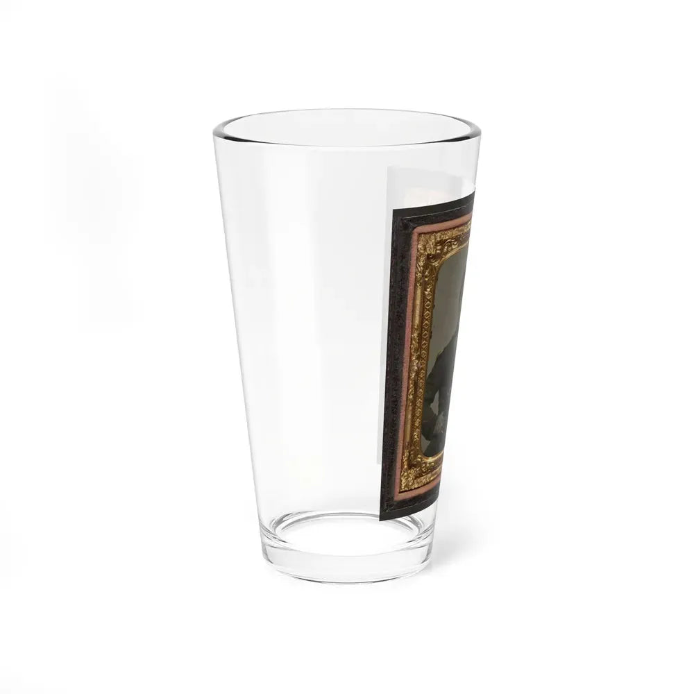James Mcgrail In Union Uniform With Shoulder Scales And Eagle Breast Plate Sitting With A Musket And Bayonet In Scabbard (U.S. Civil War) Pint Glass 16oz - Go Mug Yourself