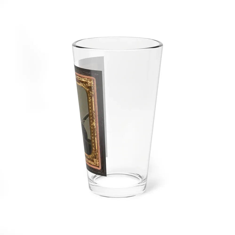 James Mcgrail In Union Uniform With Shoulder Scales And Eagle Breast Plate Sitting With A Musket And Bayonet In Scabbard (U.S. Civil War) Pint Glass 16oz - Go Mug Yourself