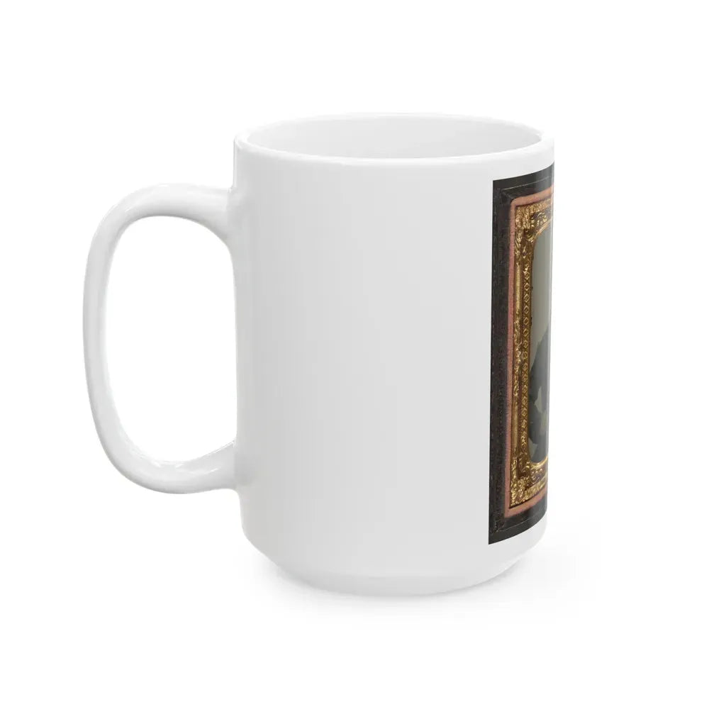 James Mcgrail In Union Uniform With Shoulder Scales And Eagle Breast Plate Sitting With A Musket And Bayonet In Scabbard (U.S. Civil War) White Coffee Mug - Go Mug Yourself