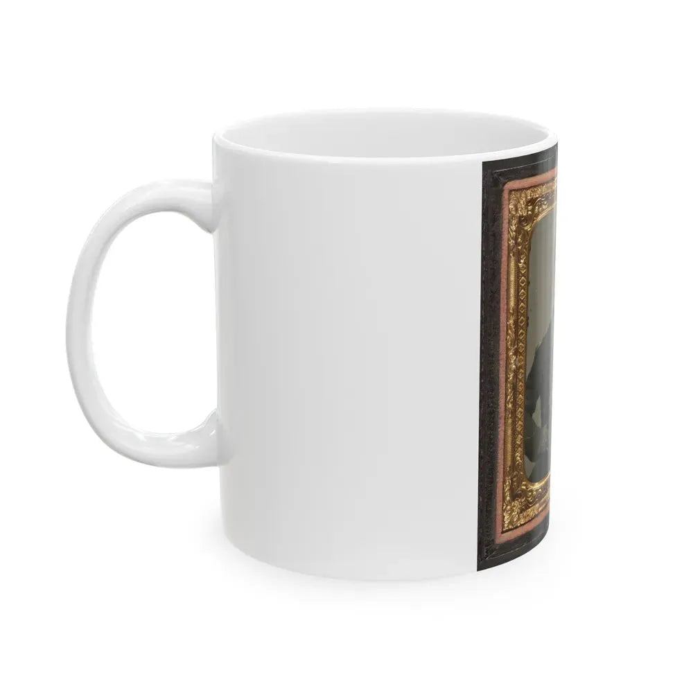 James Mcgrail In Union Uniform With Shoulder Scales And Eagle Breast Plate Sitting With A Musket And Bayonet In Scabbard (U.S. Civil War) White Coffee Mug - Go Mug Yourself
