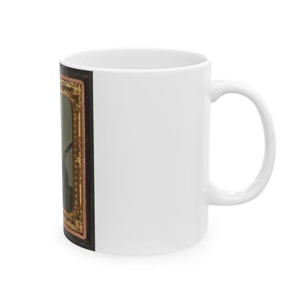 James Mcgrail In Union Uniform With Shoulder Scales And Eagle Breast Plate Sitting With A Musket And Bayonet In Scabbard (U.S. Civil War) White Coffee Mug - Go Mug Yourself