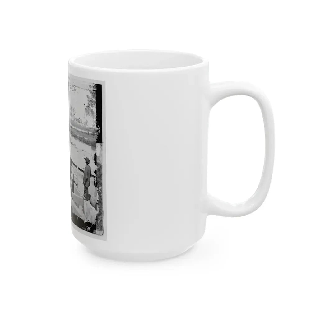 James River, Va. Confederate Gun Emplacement Above Dutch Gap (U.S. Civil War) White Coffee Mug - Go Mug Yourself