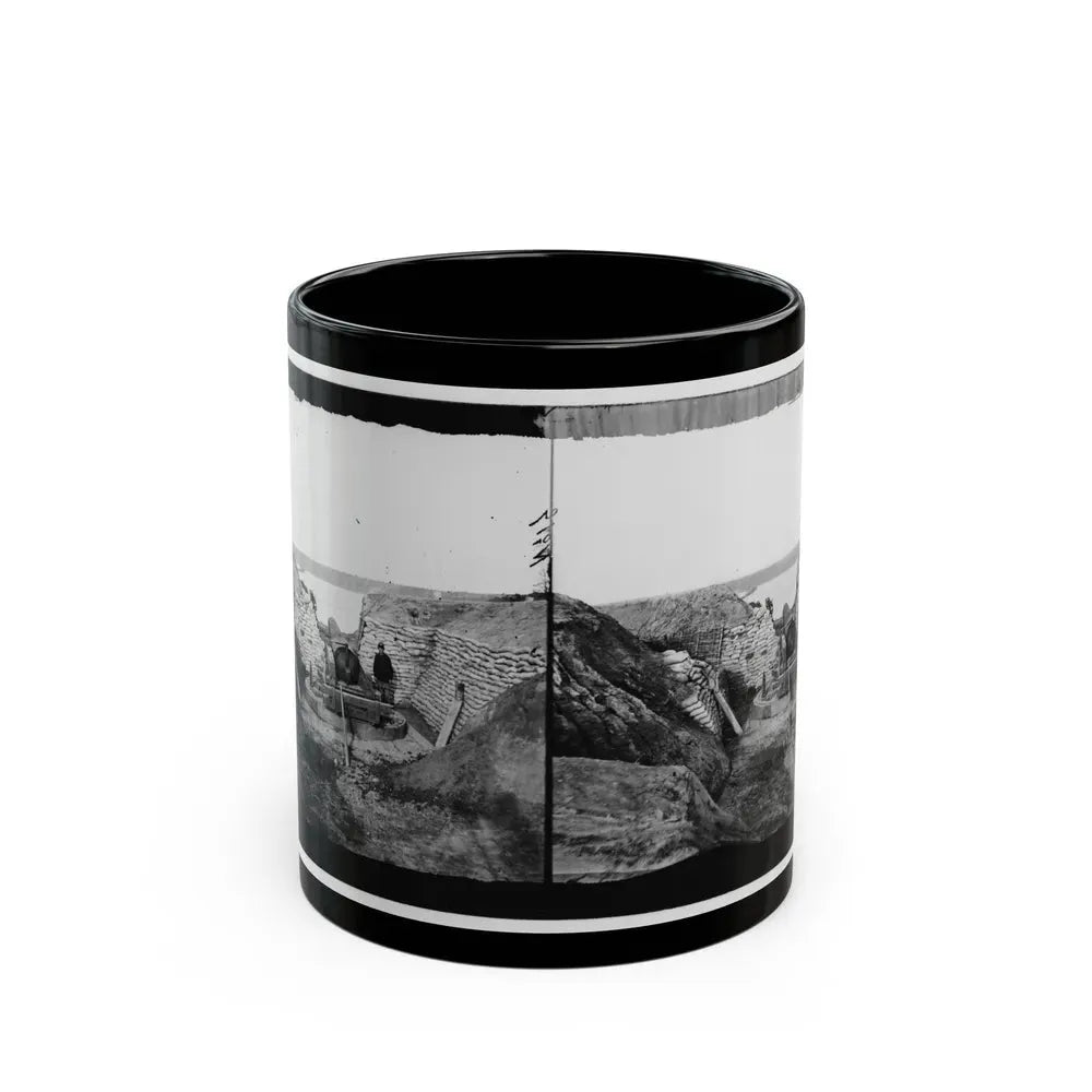 James River, Va. Confederate Gun Emplacement At Howlett House, Trent's Reach (U.S. Civil War) Black Coffee Mug 11oz - Go Mug Yourself