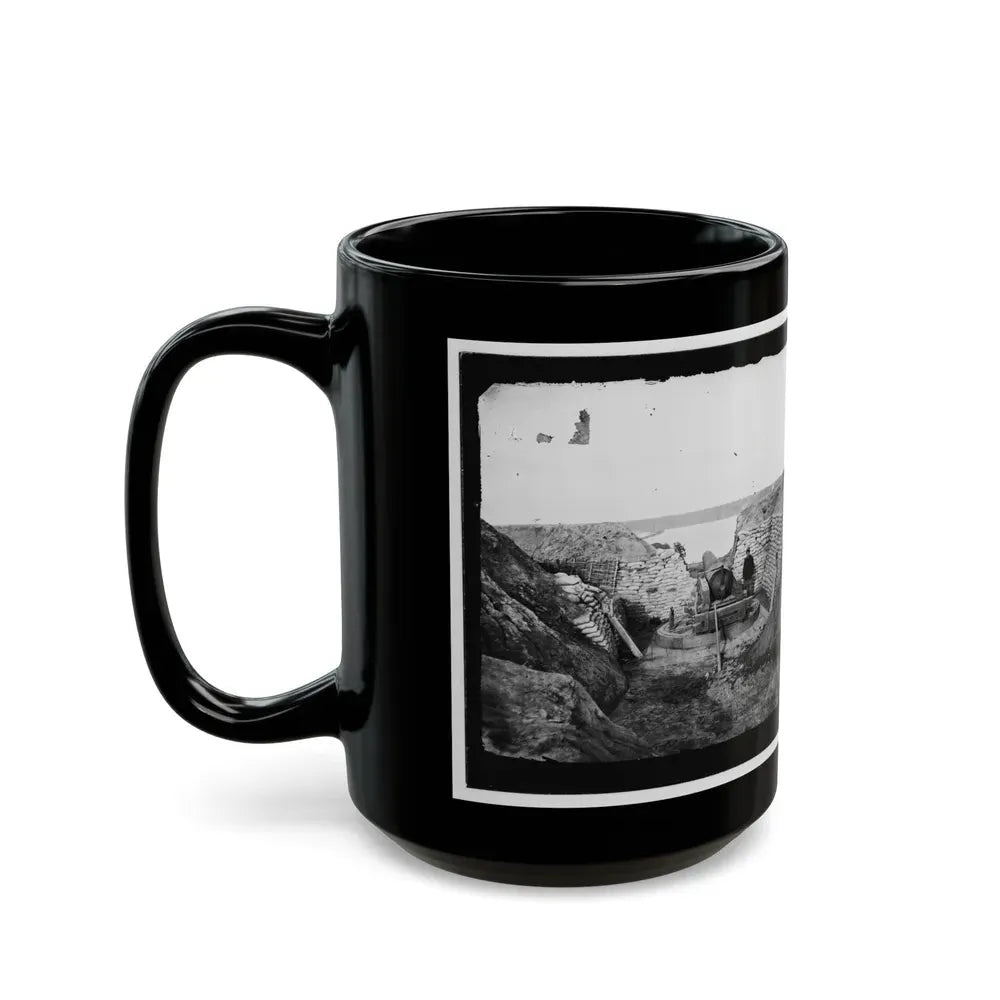 James River, Va. Confederate Gun Emplacement At Howlett House, Trent's Reach (U.S. Civil War) Black Coffee Mug - Go Mug Yourself