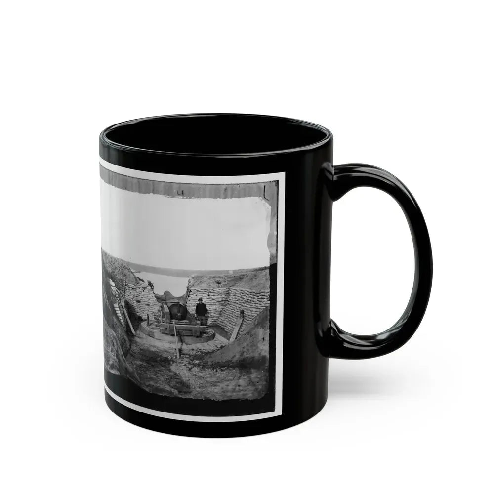James River, Va. Confederate Gun Emplacement At Howlett House, Trent's Reach (U.S. Civil War) Black Coffee Mug - Go Mug Yourself