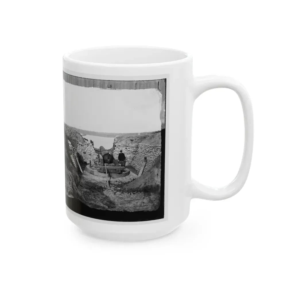 James River, Va. Confederate Gun Emplacement At Howlett House, Trent's Reach (U.S. Civil War) White Coffee Mug - Go Mug Yourself