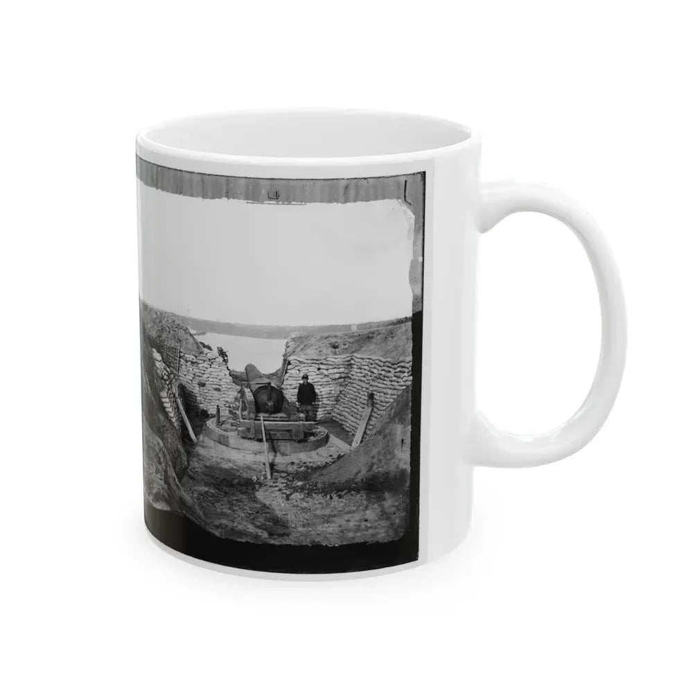 James River, Va. Confederate Gun Emplacement At Howlett House, Trent's Reach (U.S. Civil War) White Coffee Mug - Go Mug Yourself