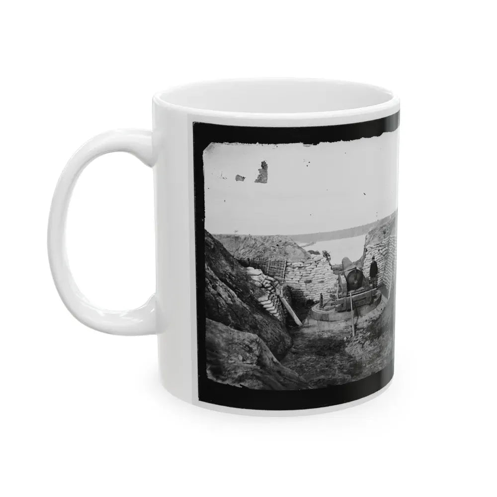 James River, Va. Confederate Gun Emplacement At Howlett House, Trent's Reach (U.S. Civil War) White Coffee Mug - Go Mug Yourself