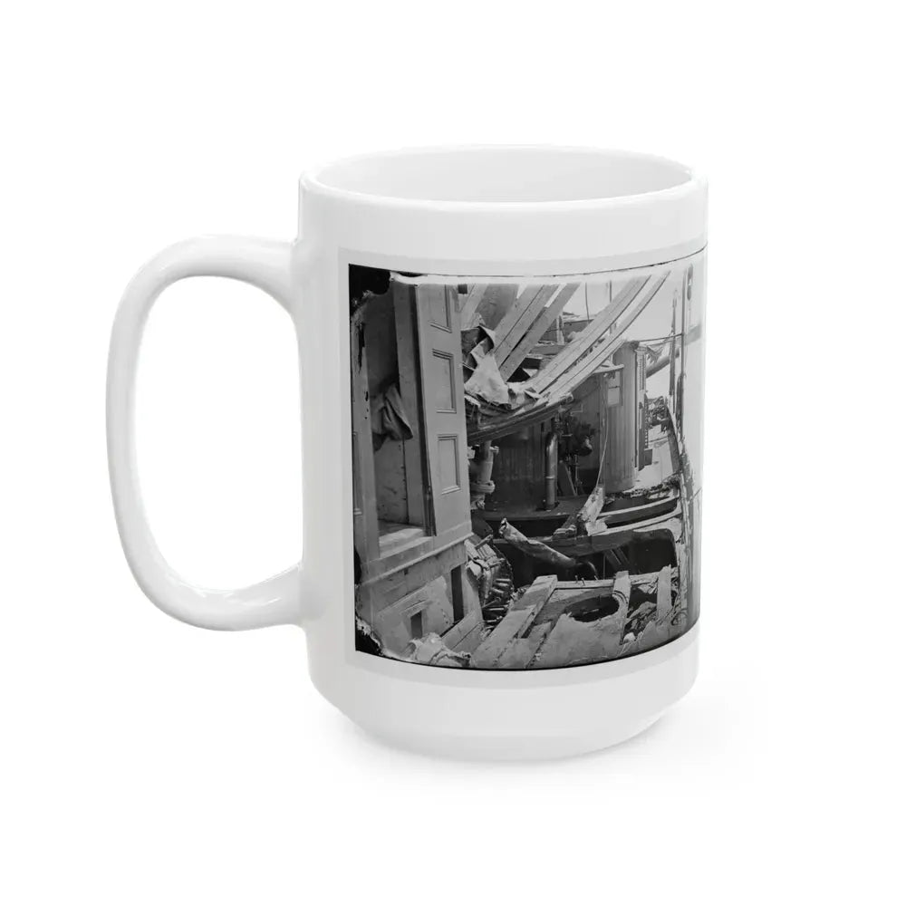 James River, Va. Deck Of Confederate Gunboat Teaser, Captured By U.S.S. Maratanza, Showing Damage From Shell Fire (U.S. Civil War) White Coffee Mug - Go Mug Yourself