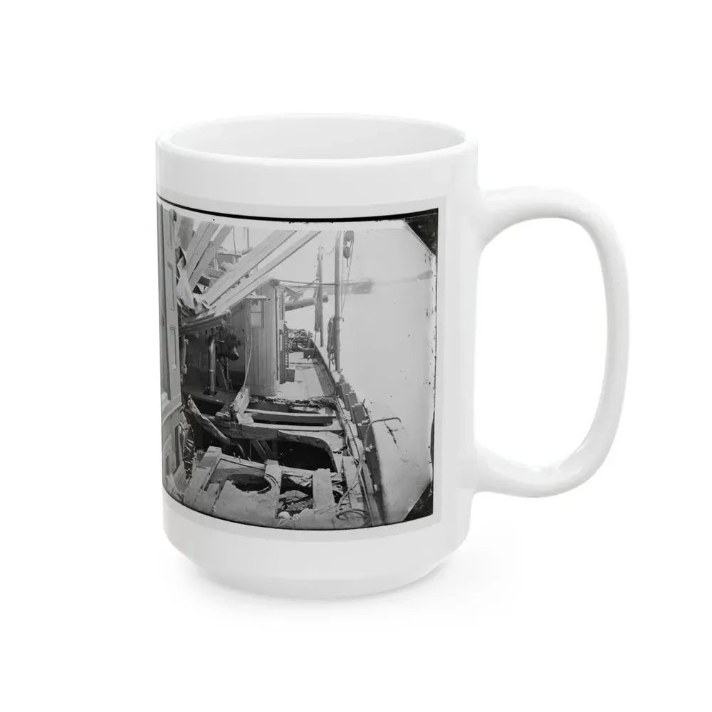 James River, Va. Deck Of Confederate Gunboat Teaser, Captured By U.S.S. Maratanza, Showing Damage From Shell Fire (U.S. Civil War) White Coffee Mug - Go Mug Yourself